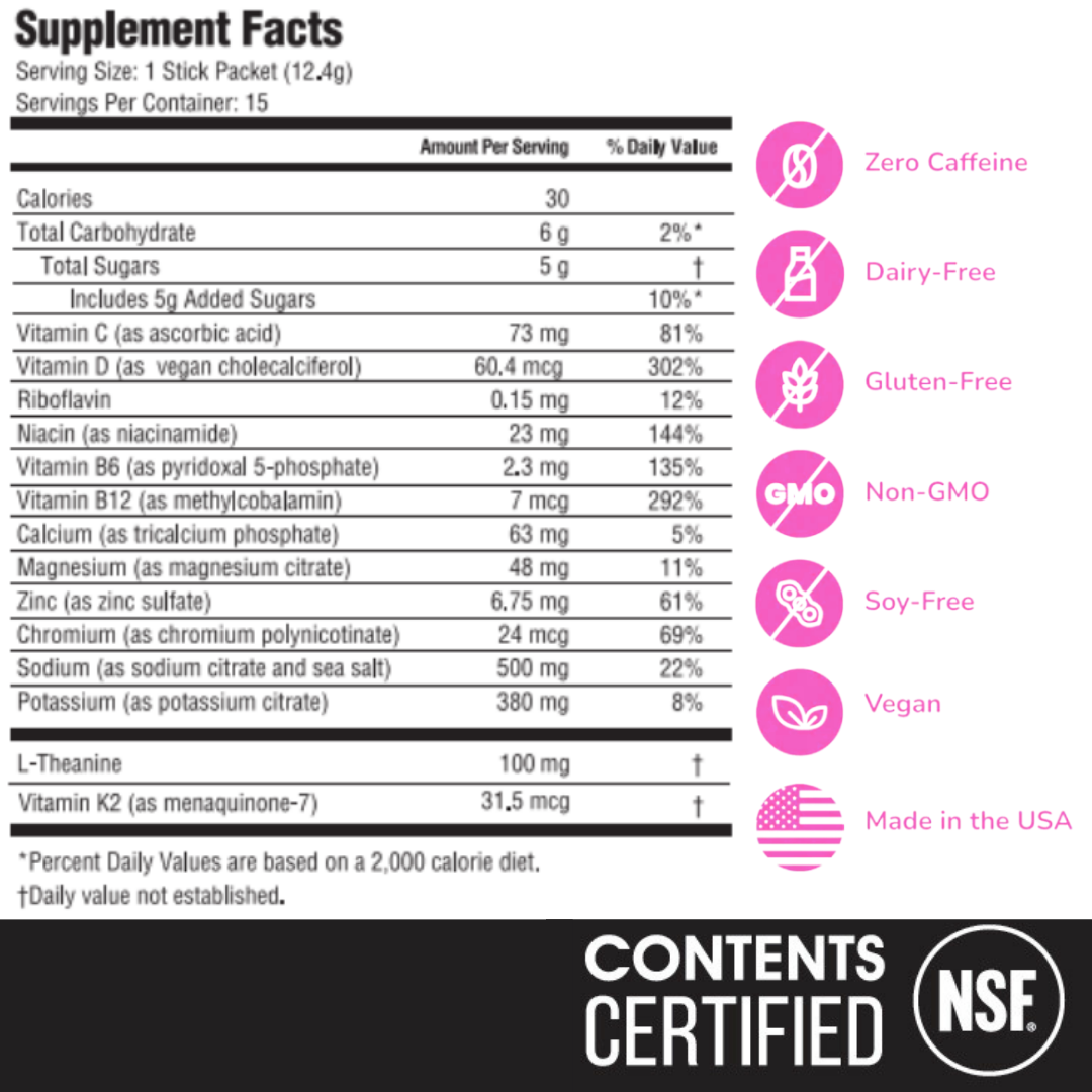 Raspberry Lemonade: Electrolyte + Vitamin Supplement Powder